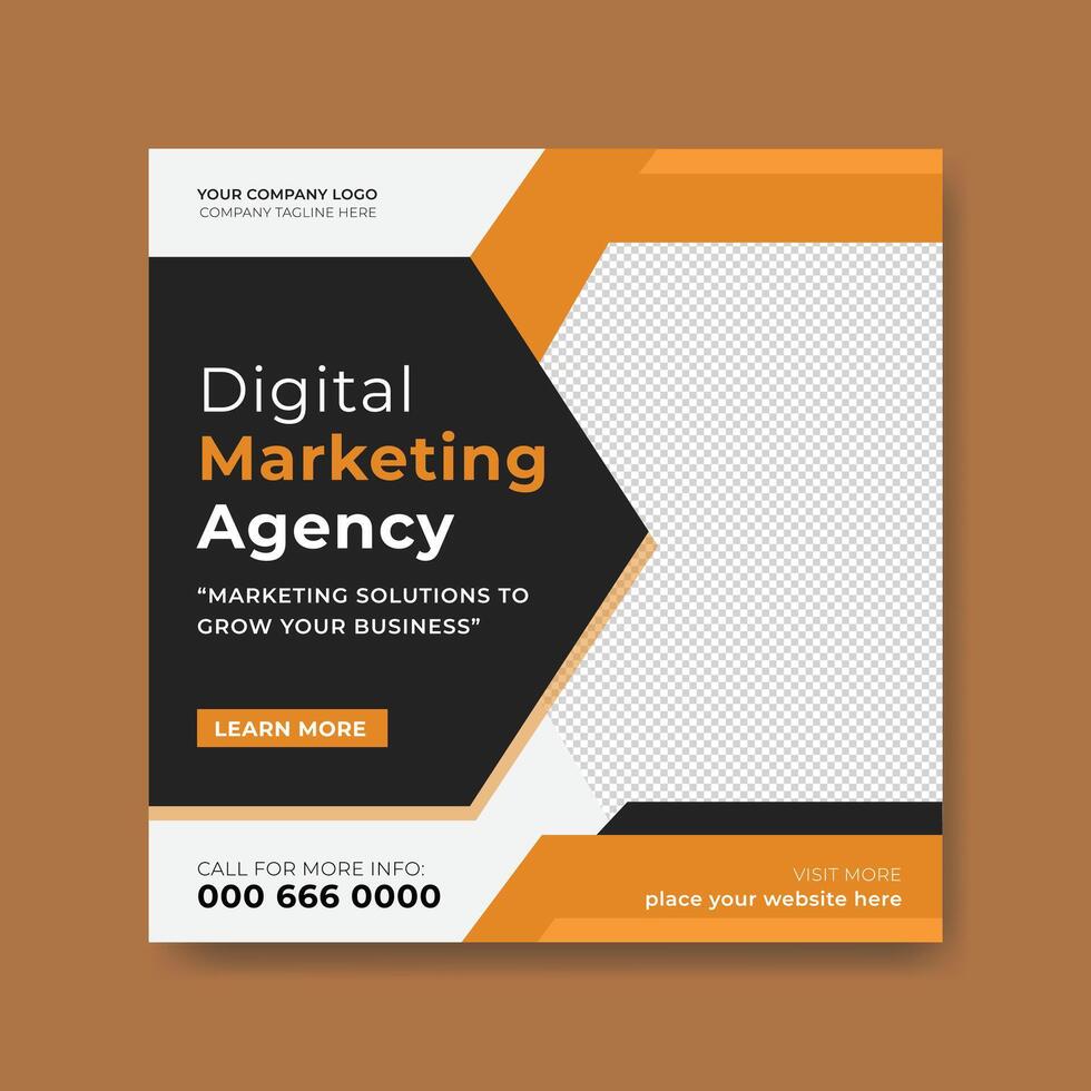 Digital marketing agency social media post design and Editable web banner template. vector
