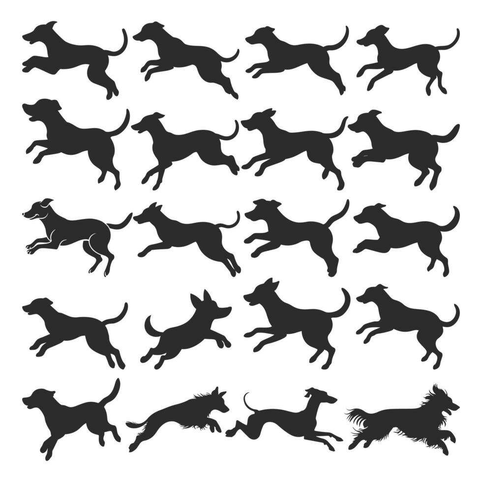 Dog Jumps , Isolated Black Silhouettes clipart, Dog Jump design, vector