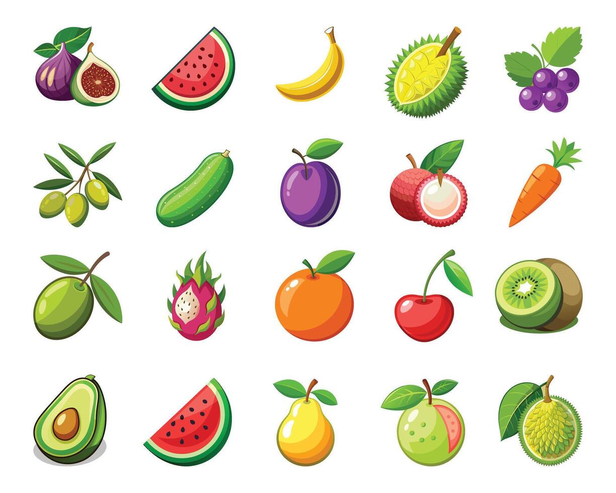 Fruit icons set vector