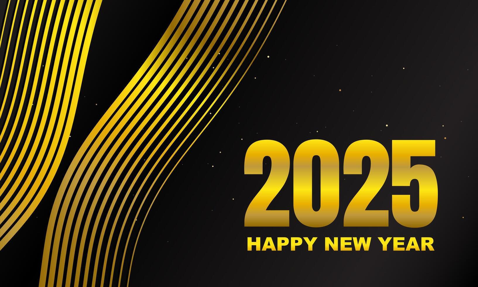 2025 Happy New Year Background Design with gold line illustration. vector