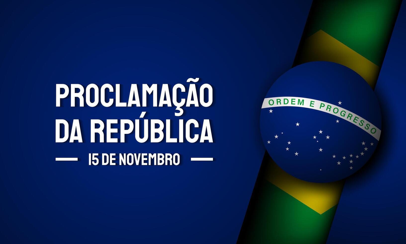 Brazil Republic Day Design with flag and blue background. vector