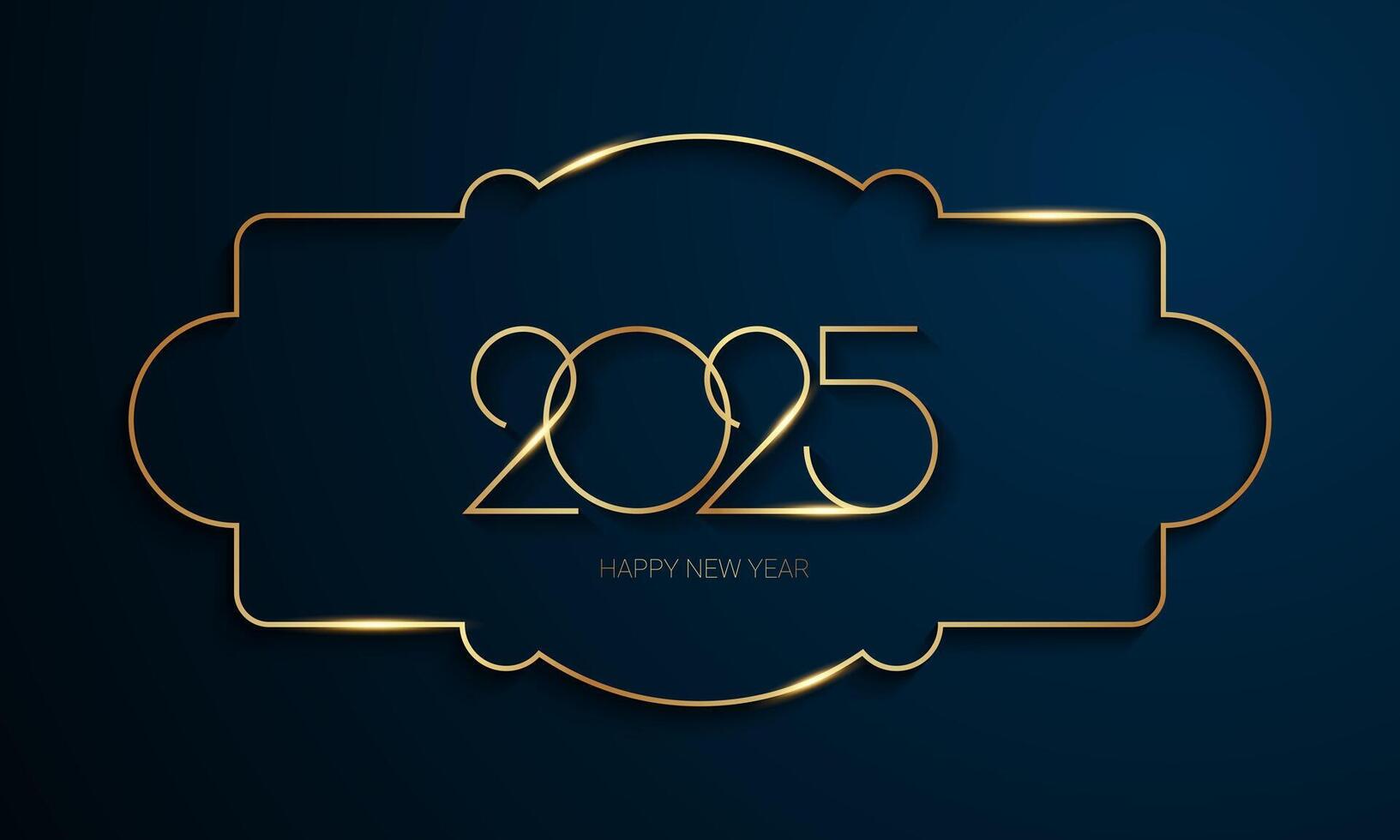 2025 Happy New Year Background Design with antique golden frame. vector