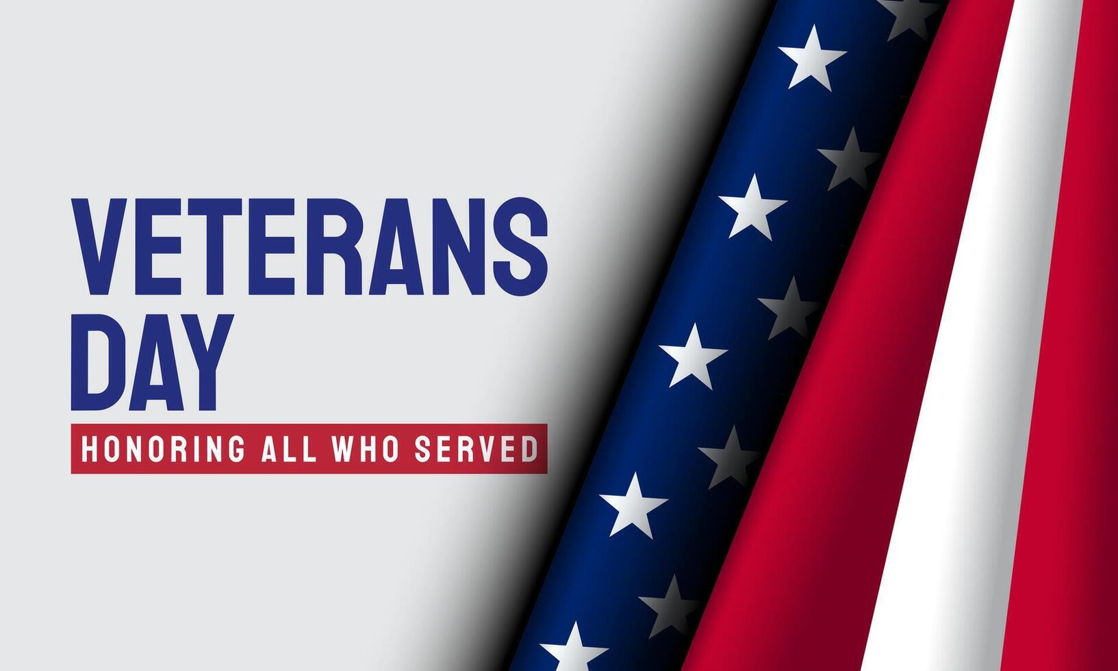 Veterans Day Background Design with waving American flag for greeting card and poster vector