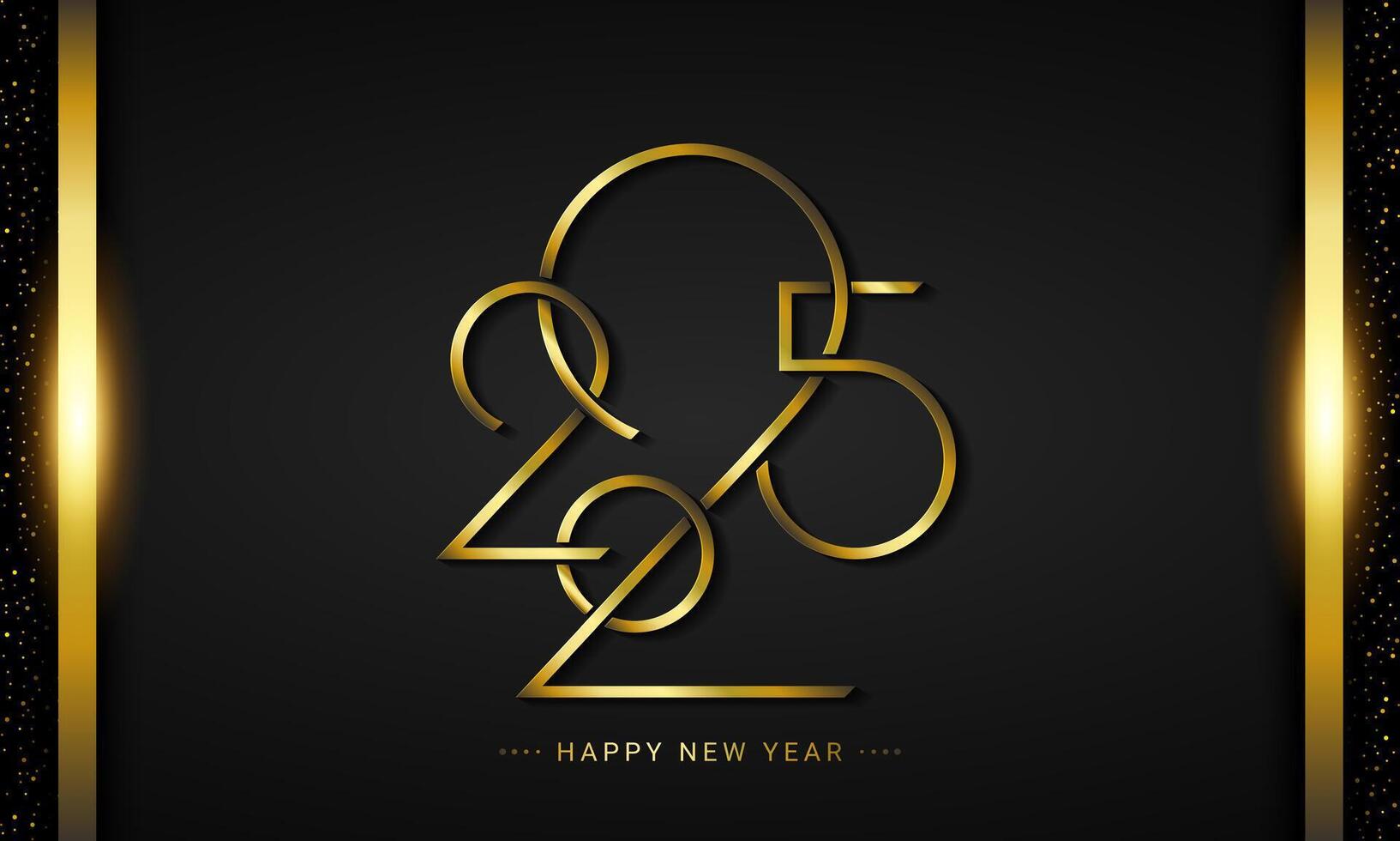 Golden 2025 number design for New Year celebration. vector