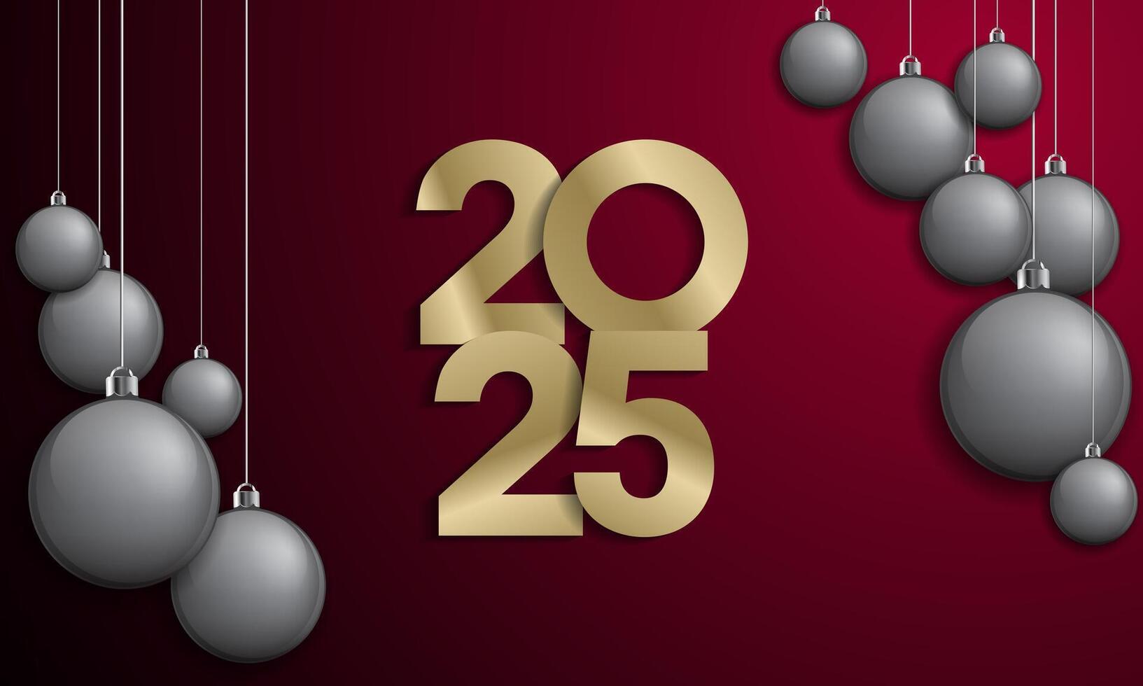 2025 Happy New Year Design with golden number and bell illustration. vector