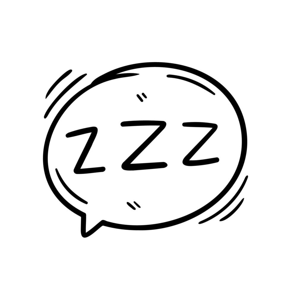 A hand drawn doodle style illustration of a speech bubble with ZZZ representing sleep or boredom. Perfect for comic, sleep, or relaxation related designs. vector