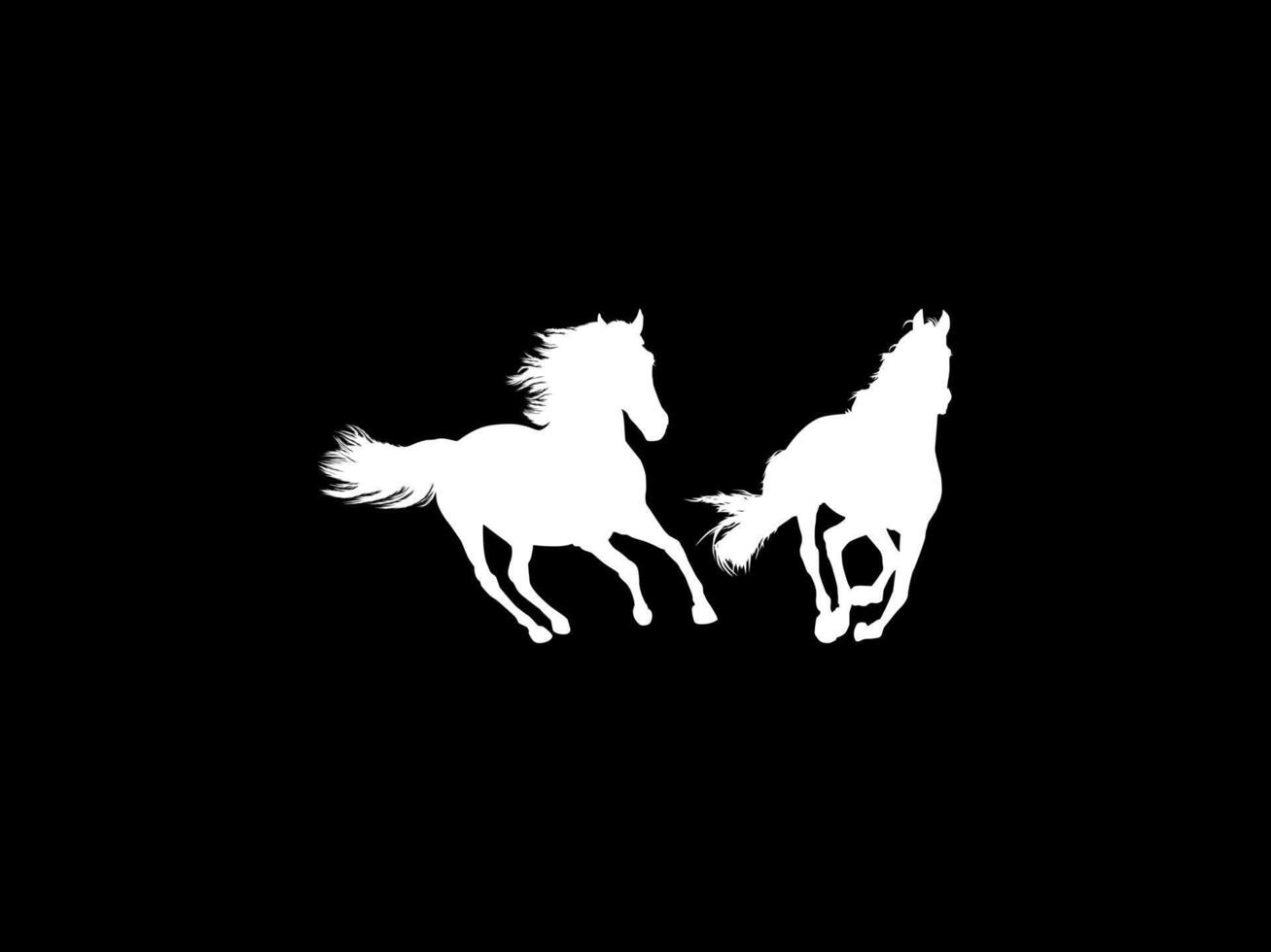 Pair Horse Silhouette, flat style, can use for Logo Gram, Art Illustration, Emblem, Pictogram, Apps, Website or Graphic Design Element vector