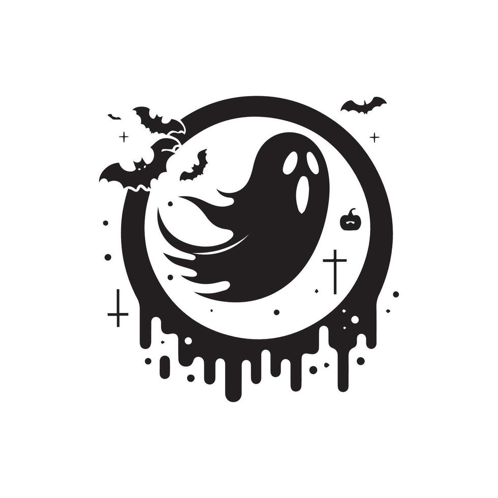 Minimalist ghost silhouette on white background Halloween elements icon vector