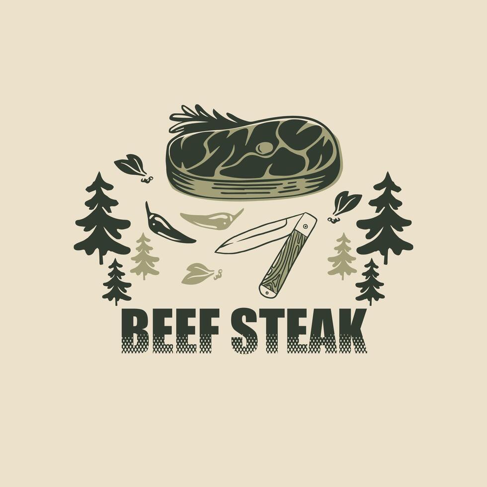 Beef steak for tshirt vector