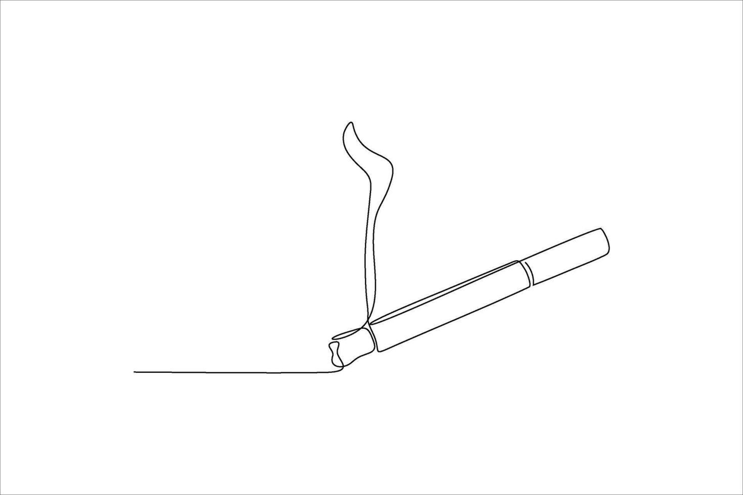 continuous line drawing of a cigarette on a white background vector