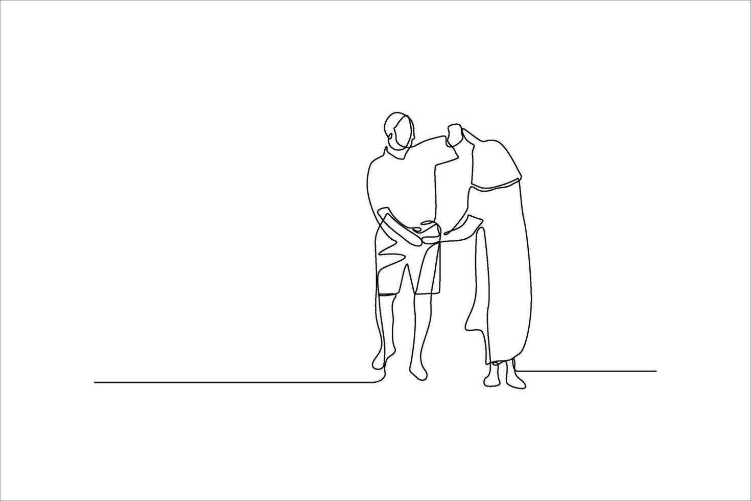 continuous line drawing of a man and woman dancing vector