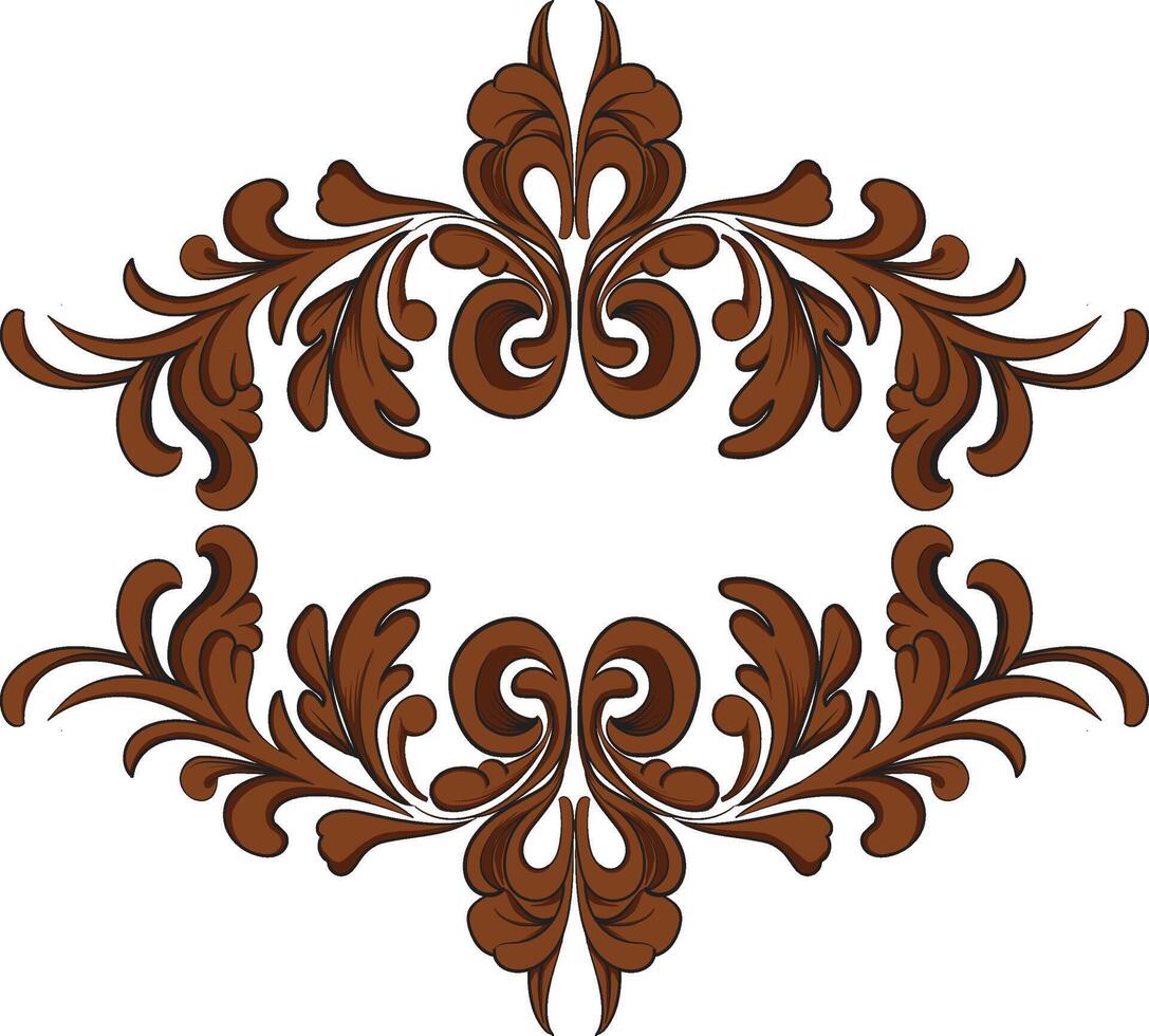 Luxury Brown classic style engraved frame vector