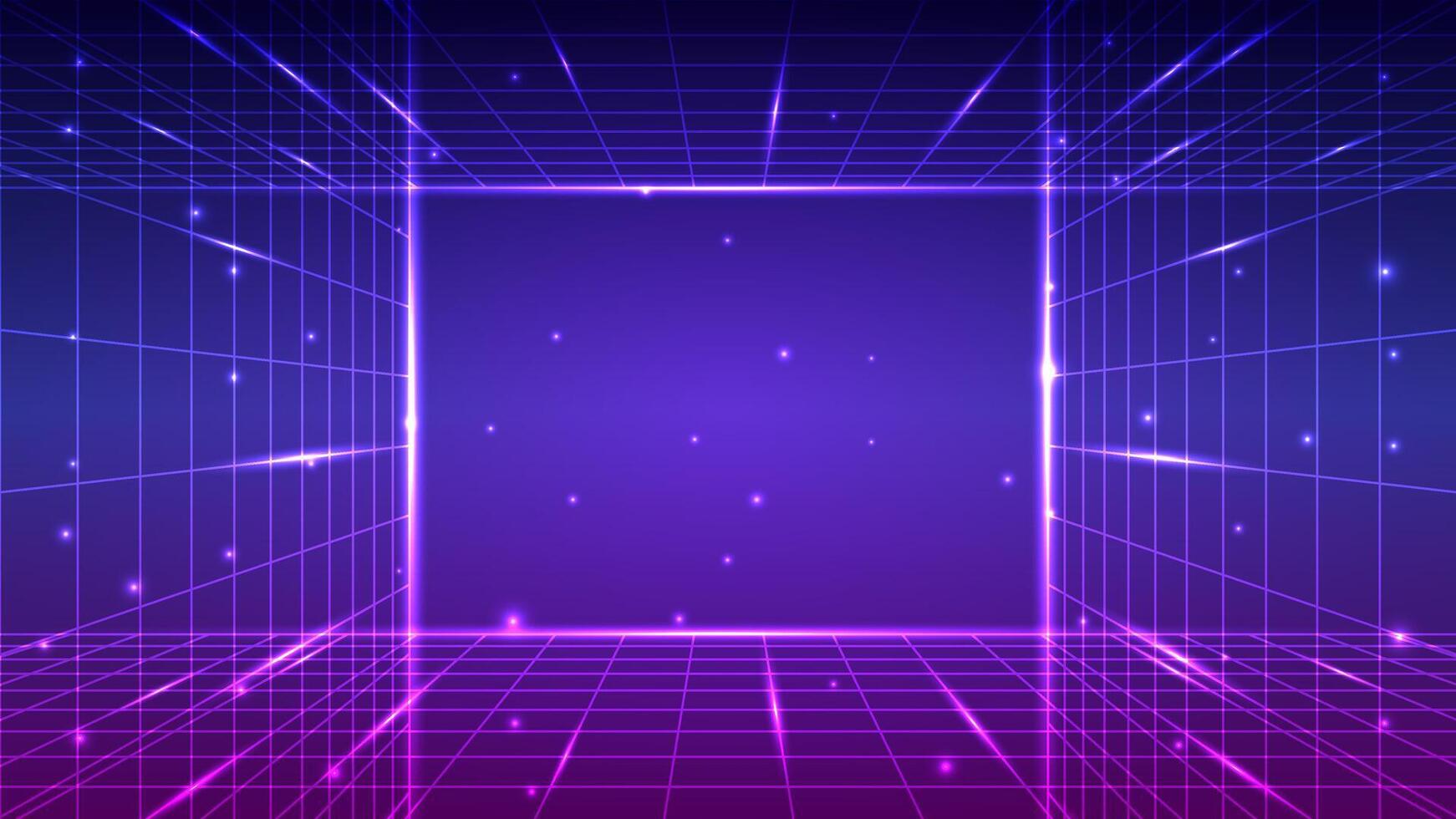 Digital retro dark background. Technology cyberpunk concept. Design for abstract wireframe, 80s, 90s, neon, light, cyberpunk, magic, portal, retro, future, digital. vector