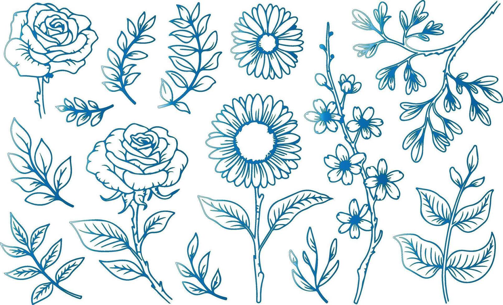 Flower set design with white background. vector