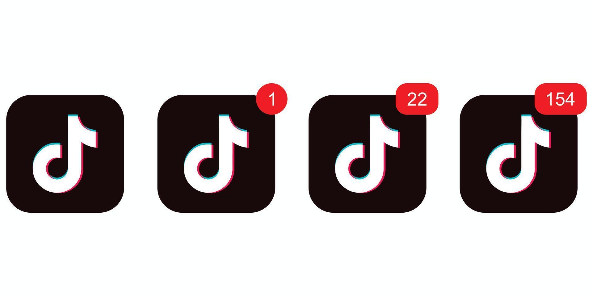TikTok notification icon, flat , black , social media vector