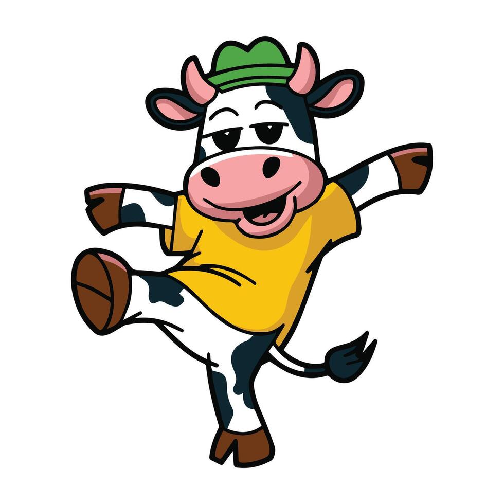 Happy Dancing Cow Clip Art Illustration in vector