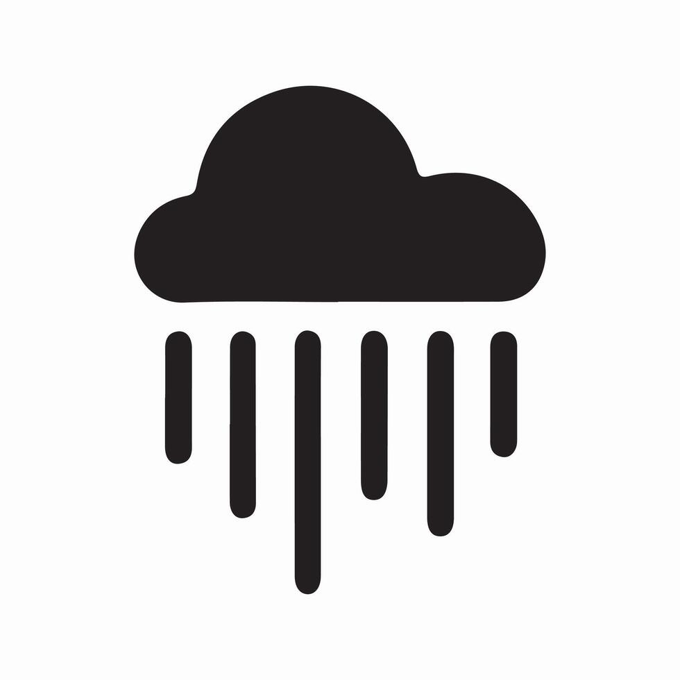 Cloud with Raindrops Silhouette on White Background vector