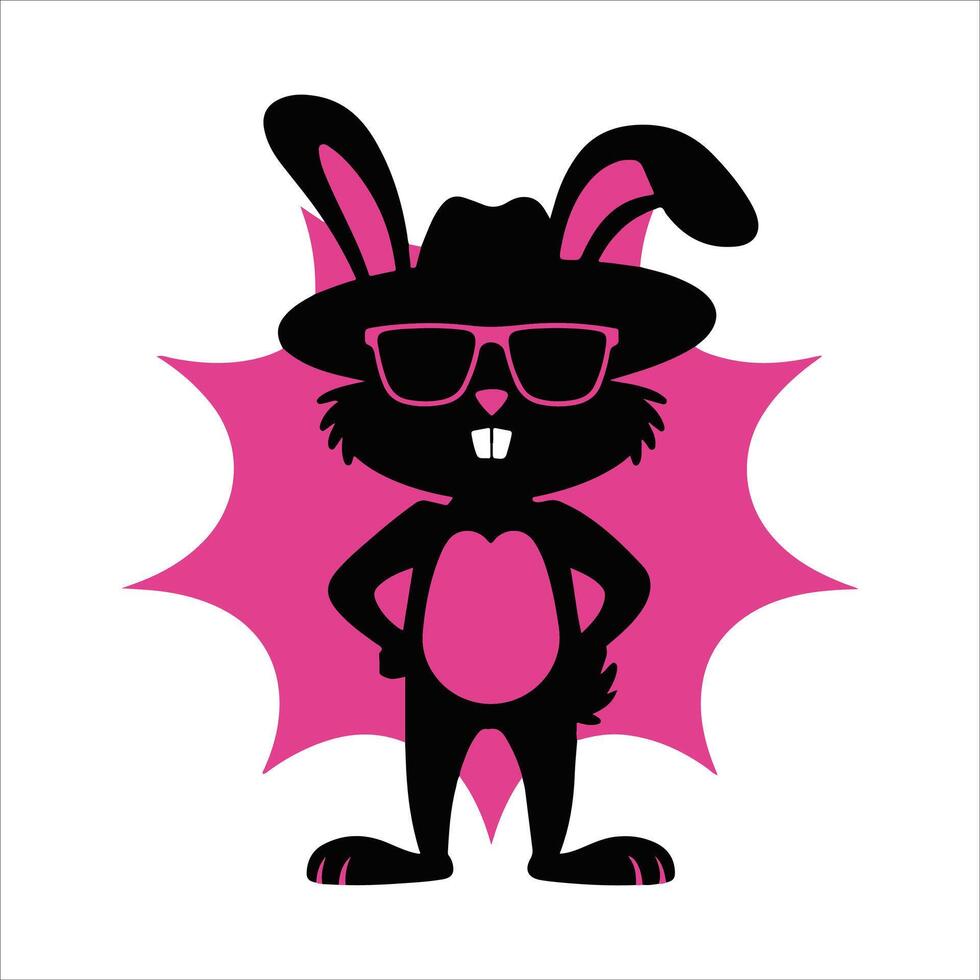 Cool Rabbit in Sunglasses Clip Art Stylish and Fun Illustration vector