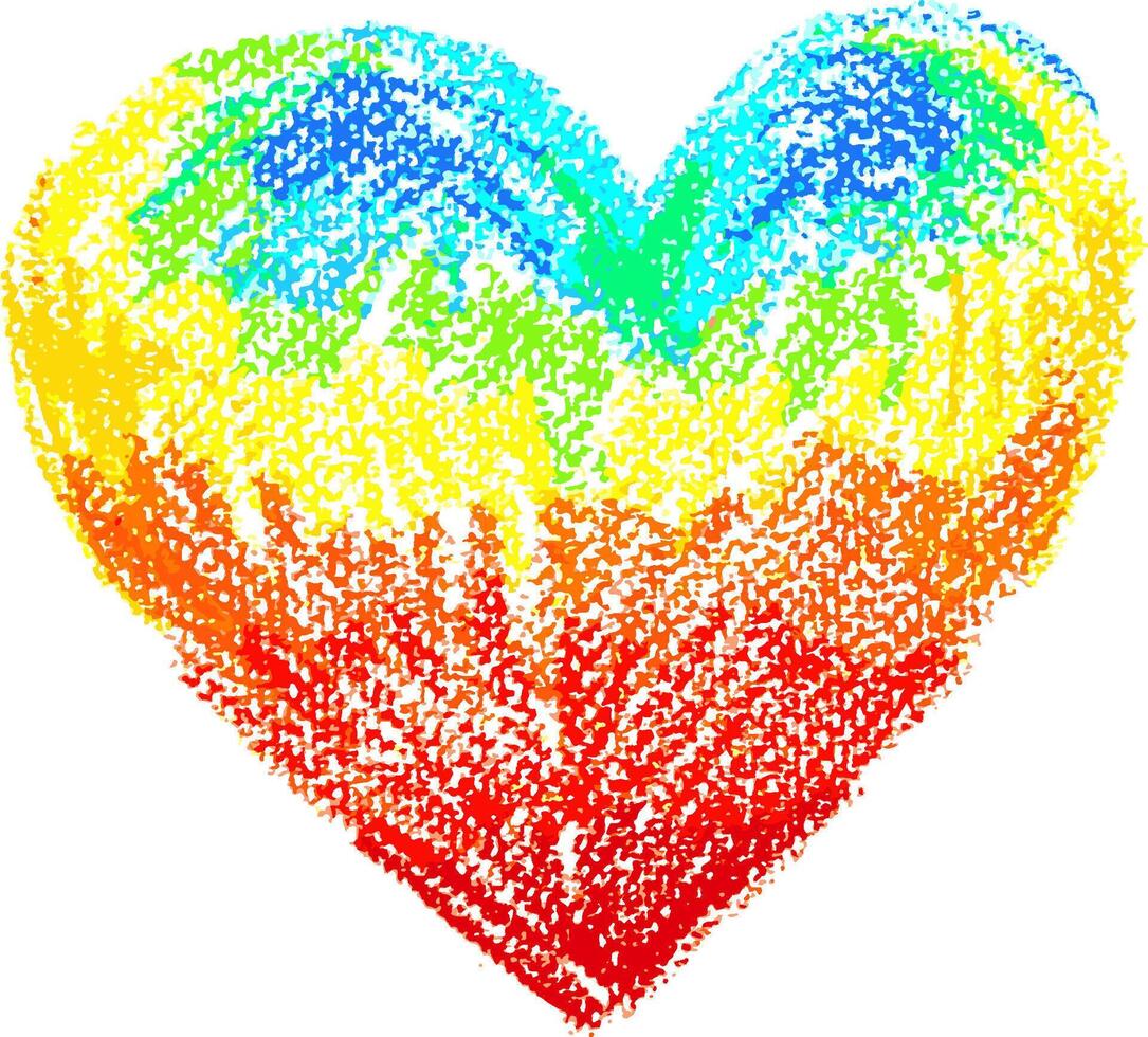 Chalk Drawn Rainbow Heart Child Illustration vector