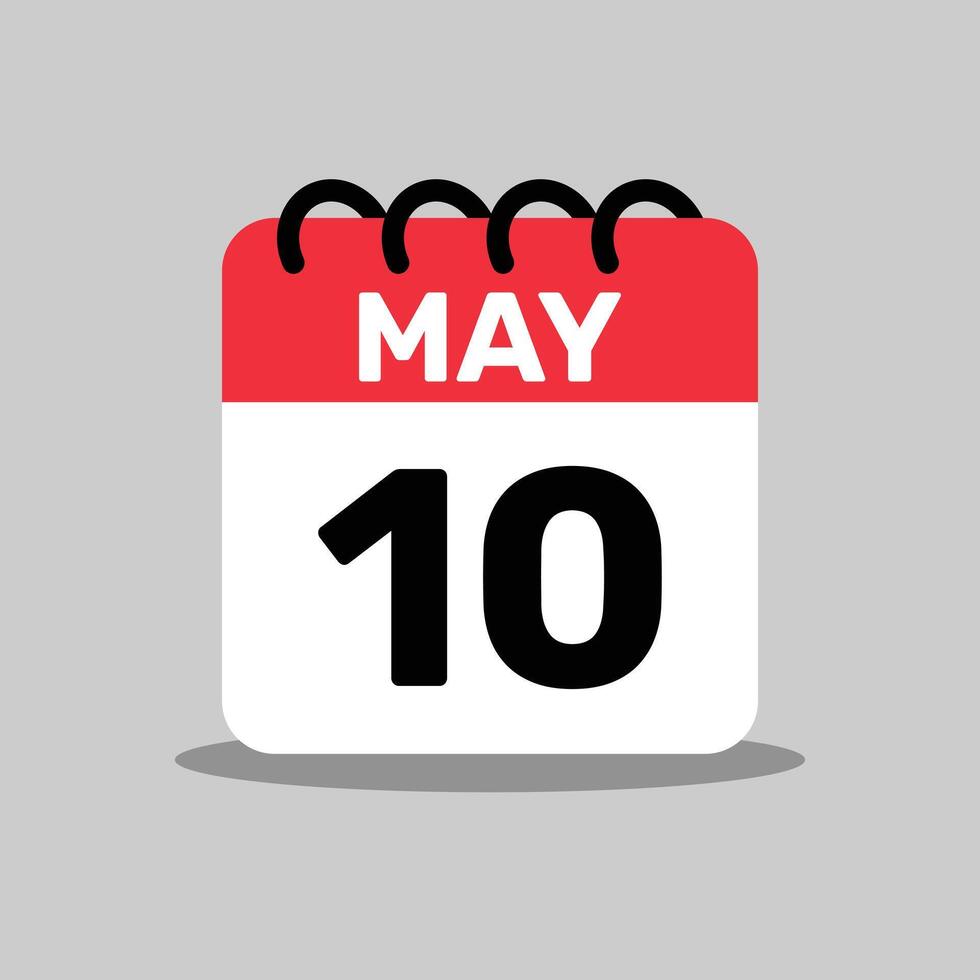 10 May Icon calendar day of the month, illustration design. vector