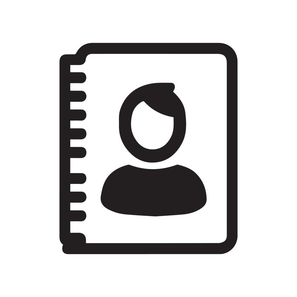 Contact book Icon of a with a silhouette of a person on the cover. vector