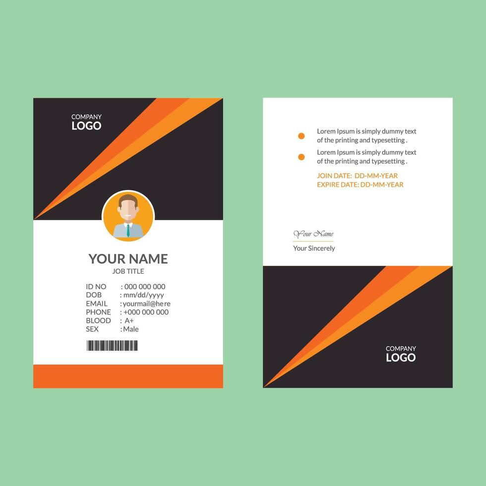 This is a Orange Colour ID Card Template vector