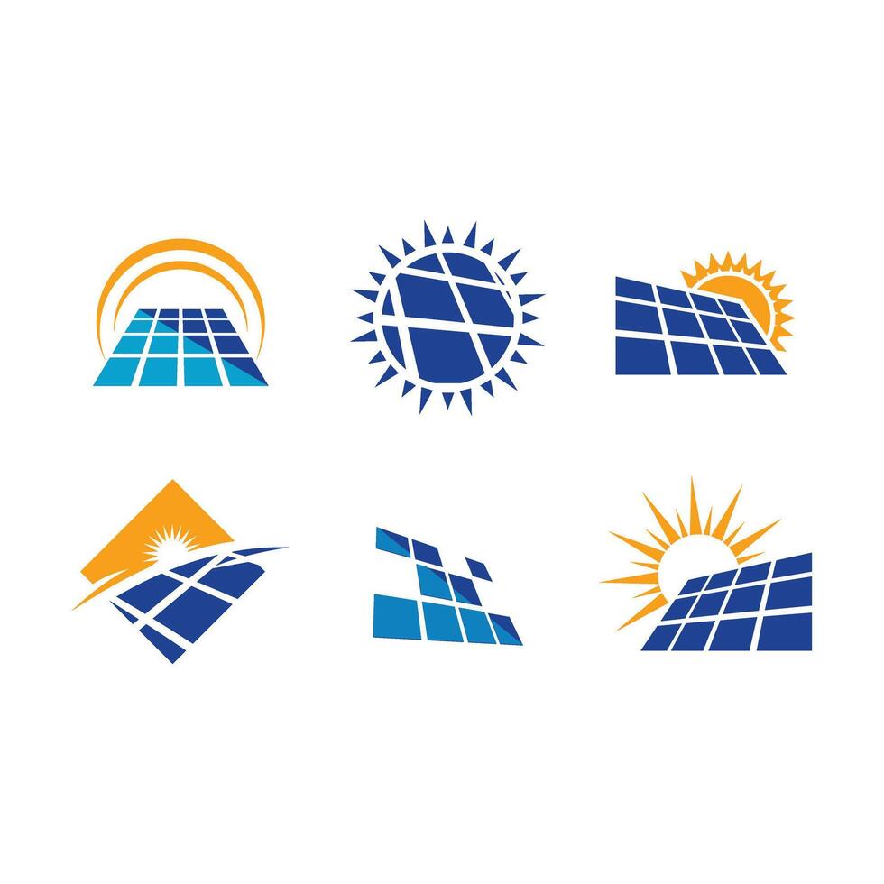set of sun solar energy logo icon template vector
