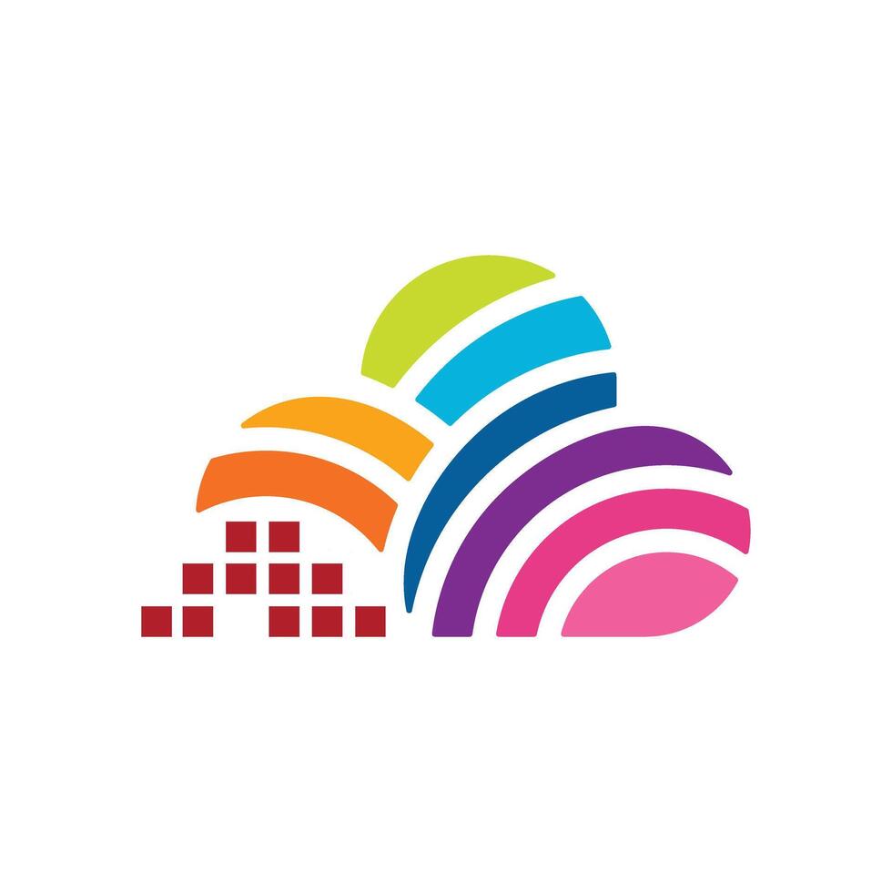 COLORFUL DIGITAL CLOUD LOGO TYPE vector