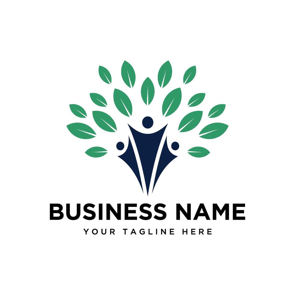 Tree family logo design template vector