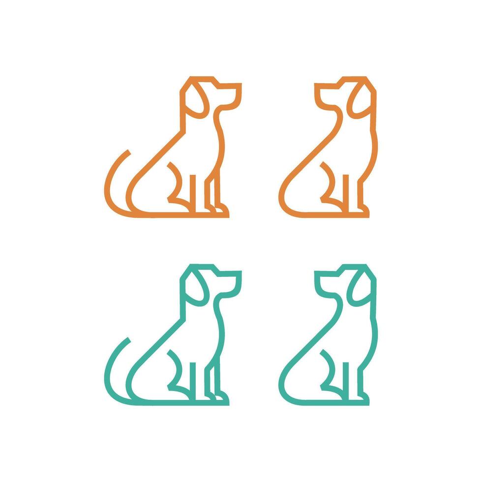 SET OF SIT DOG LINE LOGO vector