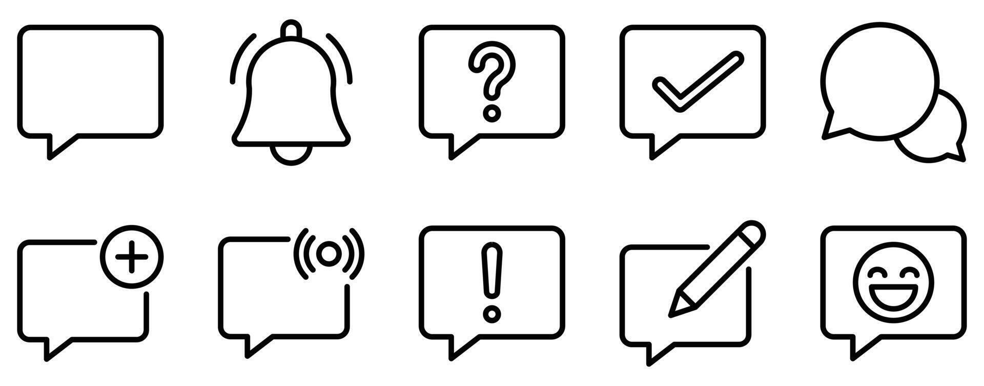 Chat Icon Set Interactive Line Style Collection for Communication and Messaging vector