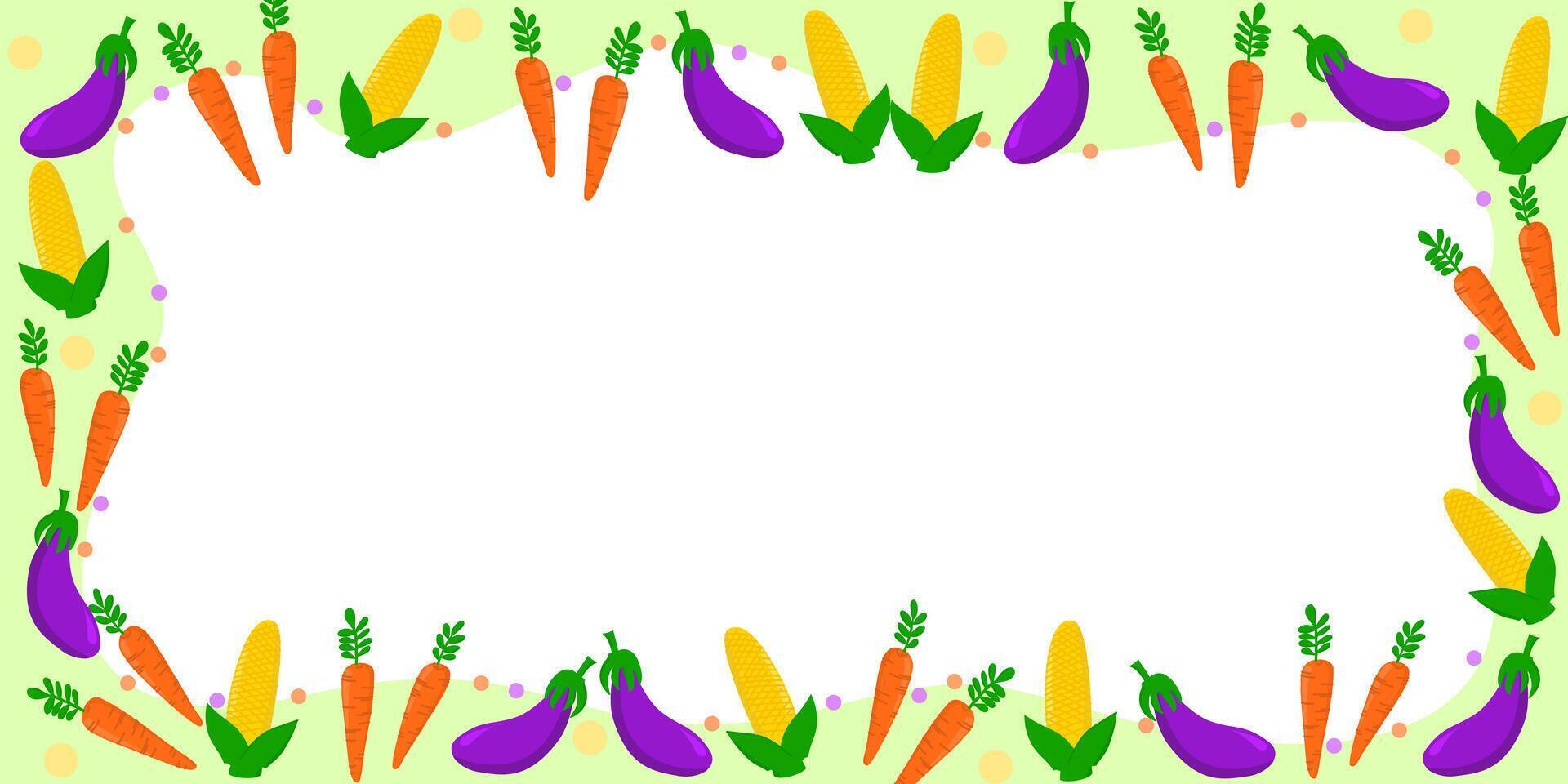 Fresh and healthy farm vegetables, veggies icons border frame. Space for text, isolated background. For card, poster, menu, cover, social media. Organic vegan food concept. vector