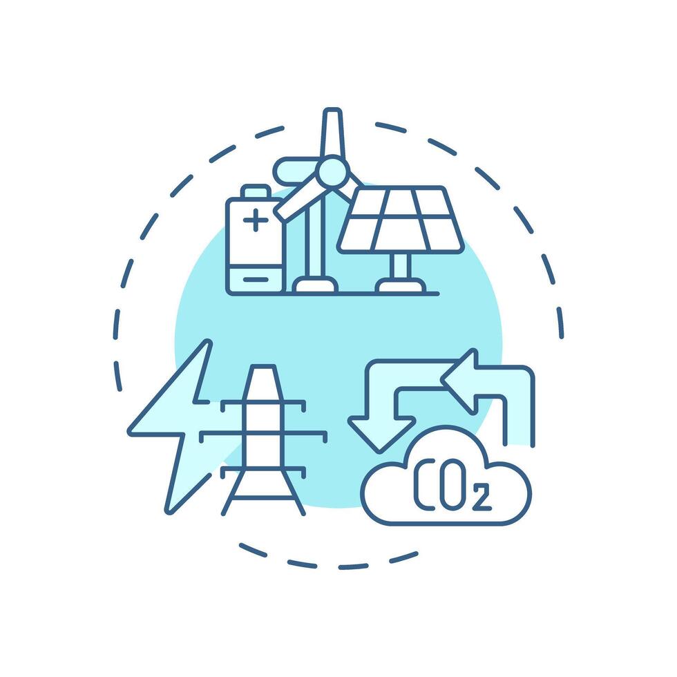 Scope 2 emissions soft blue concept icon. Electrification, manufacturing. Co2 pollution. Round shape line illustration. Abstract idea. Graphic design. Easy to use infographic, presentation vector