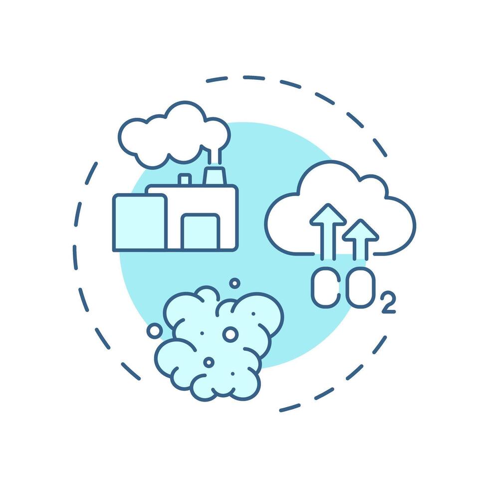 Scope 1 emissions soft blue concept icon. Greenhouse gas, industry. Manufacturing pollution. Round shape line illustration. Abstract idea. Graphic design. Easy to use infographic, presentation vector