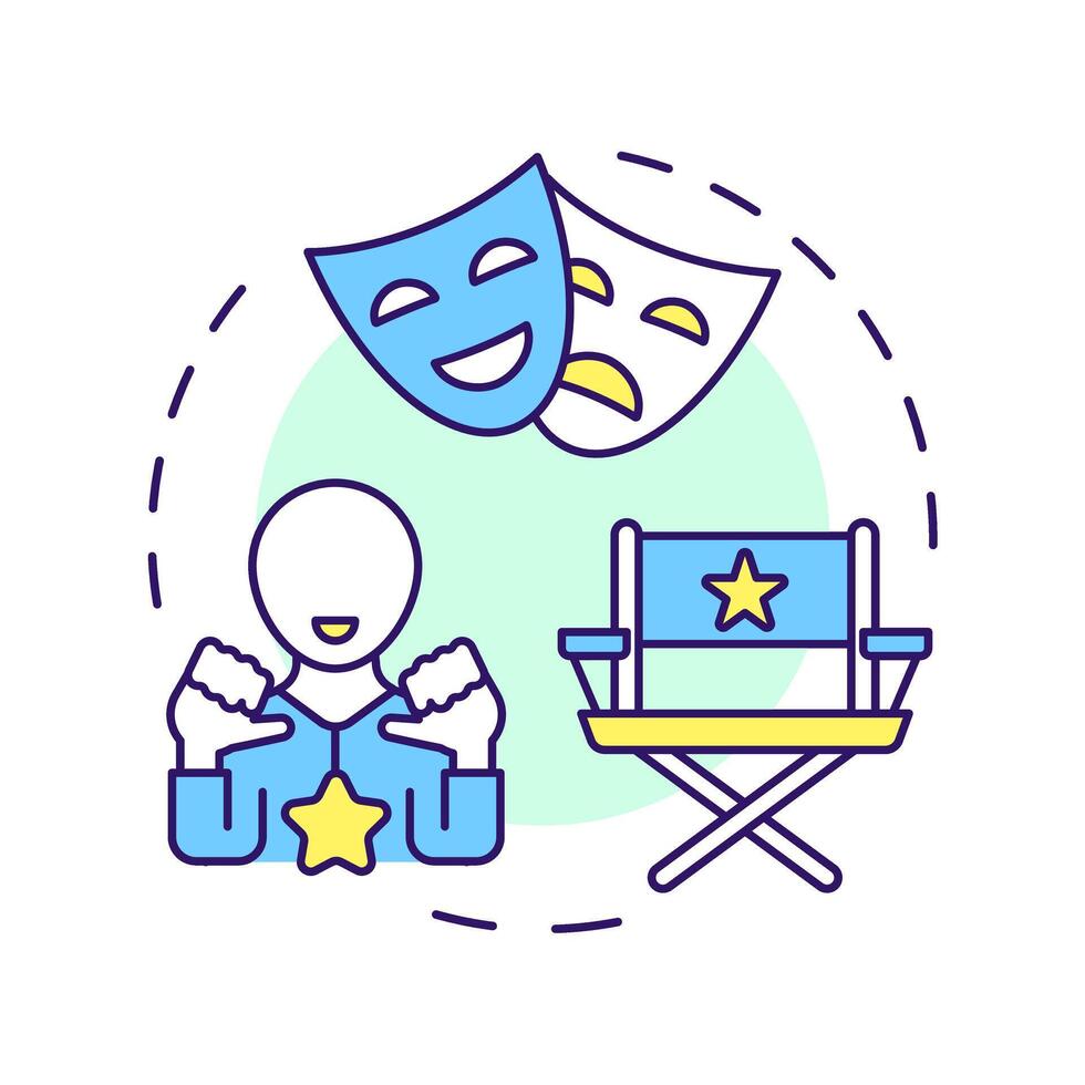 Casting multi color concept icon. Movie cast. Film directing, acting. Cinematography, audition. Round shape line illustration. Abstract idea. Graphic design. Easy to use in infographic, presentation vector