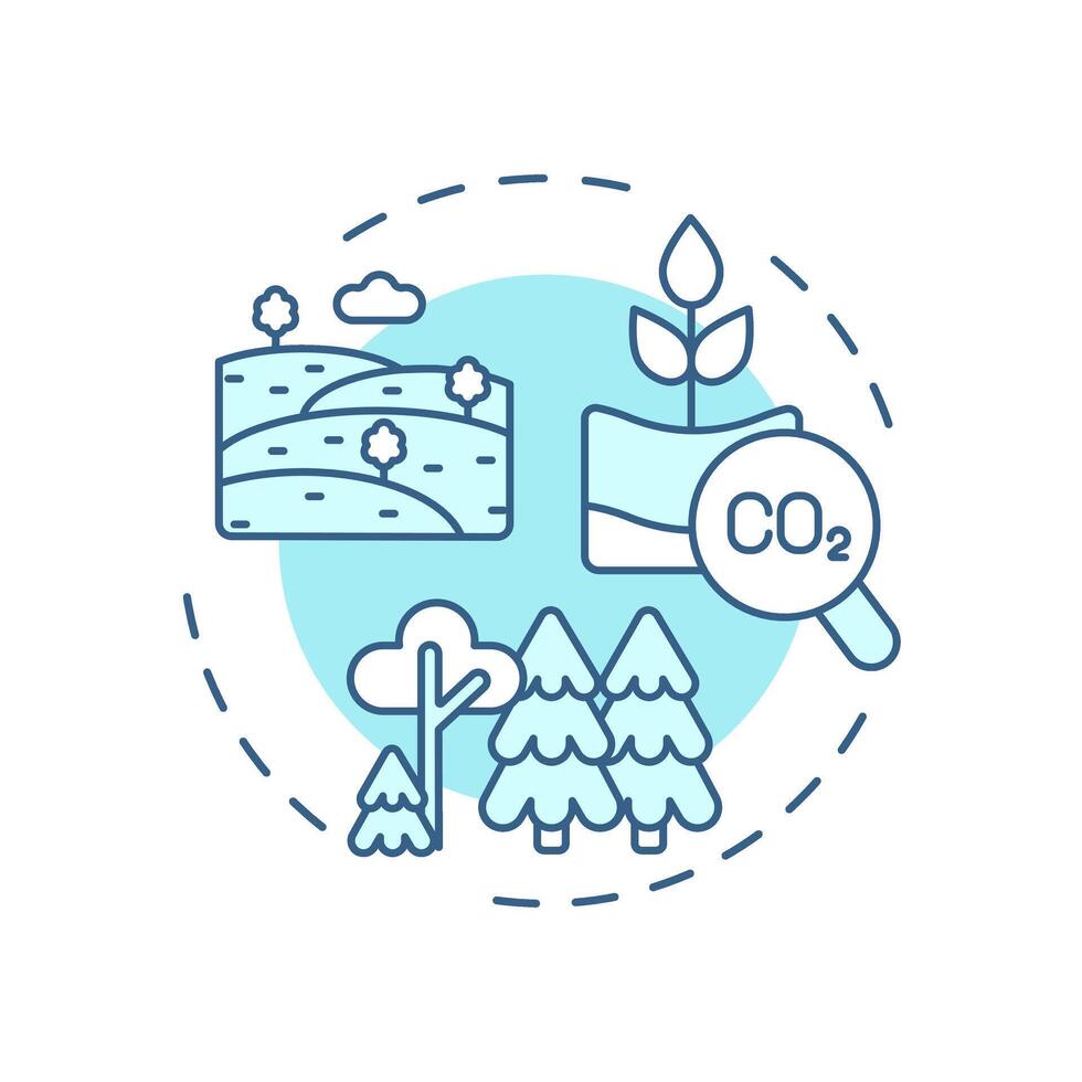 Terrestrial sequestration soft blue concept icon. Carbon capture, forestation. Environment, nature. Round shape line illustration. Abstract idea. Graphic design. Easy to use infographic vector