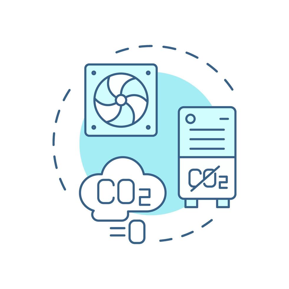 Direct air capture soft blue concept icon. Carbon management, ventilation. Filtration system. Round shape line illustration. Abstract idea. Graphic design. Easy to use infographic, presentation vector