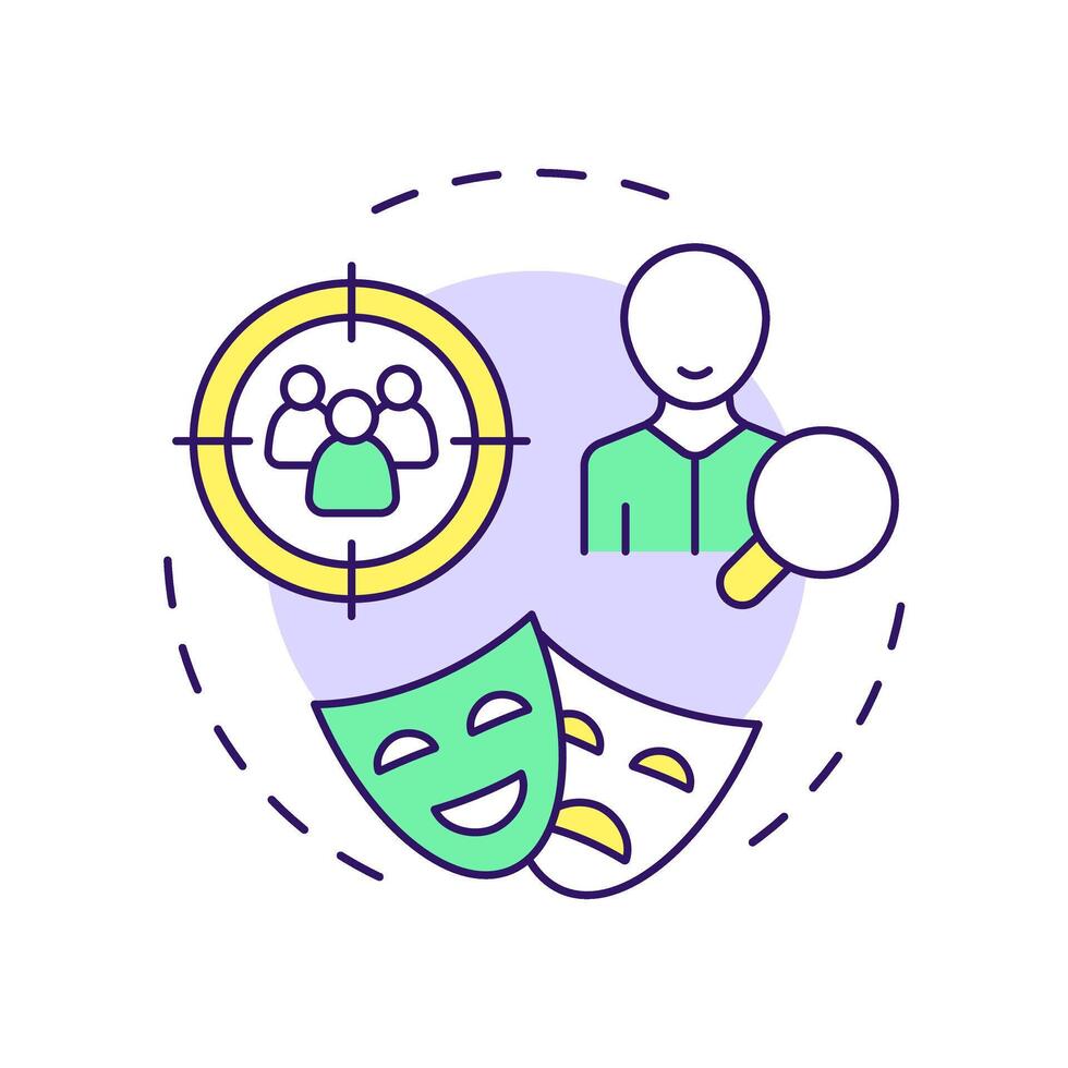 Casting director multi color concept icon. Cinematography, filmmaking. Acting artists. Round shape line illustration. Abstract idea. Graphic design. Easy to use in infographic, presentation vector