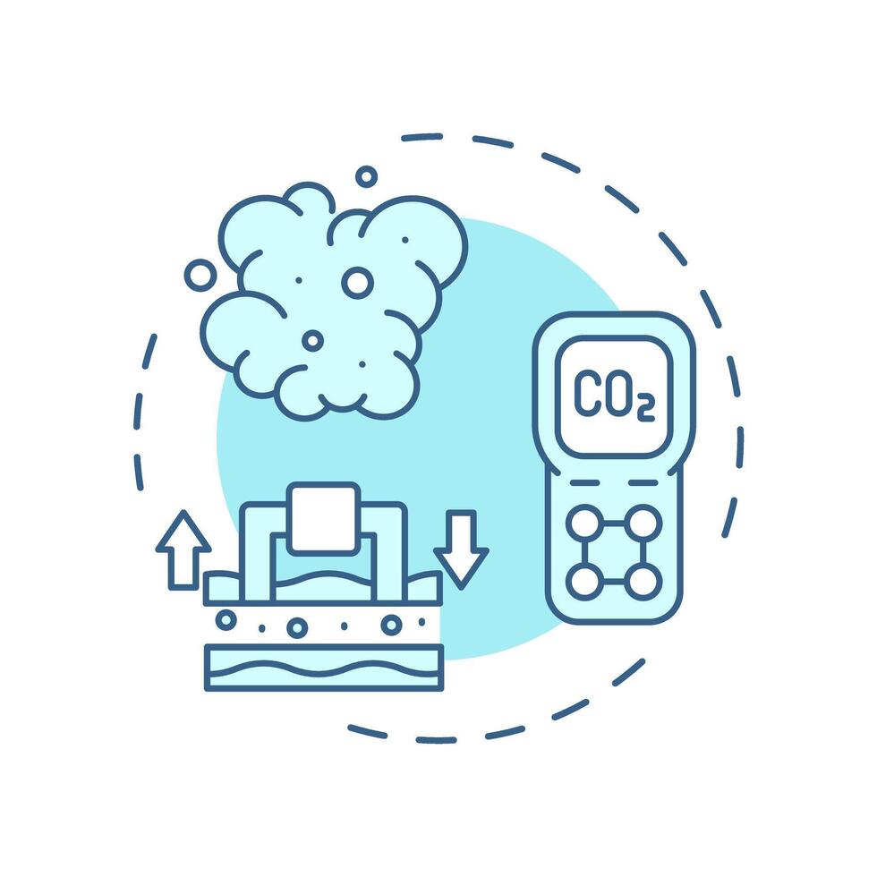 Post-combustion capture soft blue concept icon. Fossil gas, emission. Carbon management. Round shape line illustration. Abstract idea. Graphic design. Easy to use infographic, presentation vector