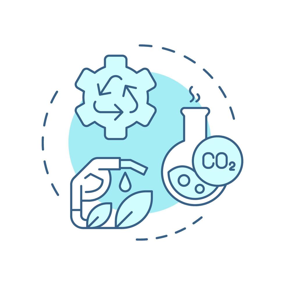 Carbon utilization soft blue concept icon. Greenhouse gas reprocessing, filtration. Round shape line illustration. Abstract idea. Graphic design. Easy to use infographic, presentation vector