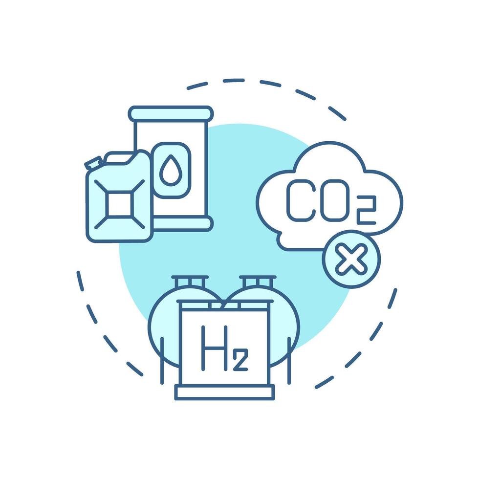 Pre-combustion capture soft blue concept icon. Carbon storage, reservoirs. Co2 emission. Round shape line illustration. Abstract idea. Graphic design. Easy to use infographic, presentation vector