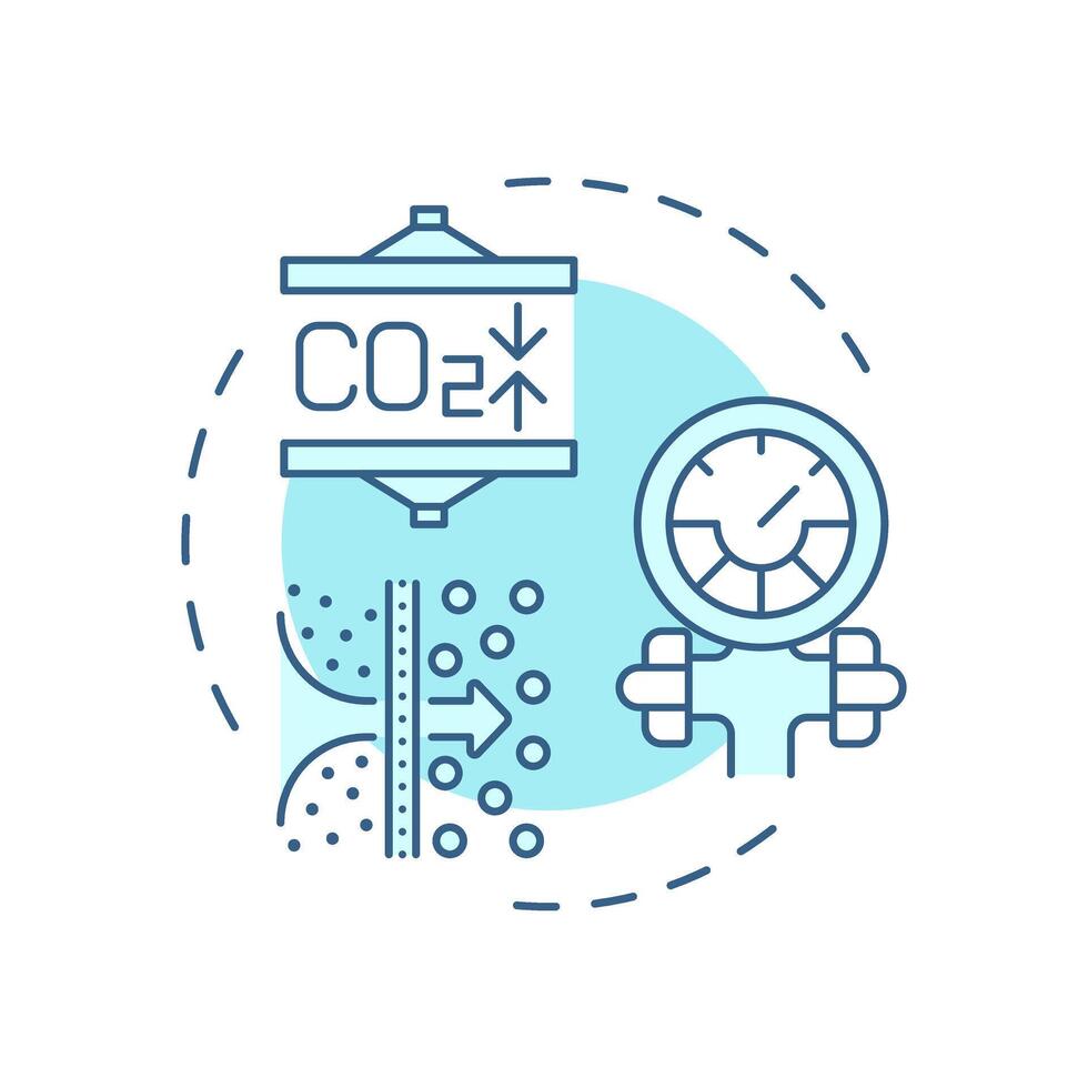 Carbon compression soft blue concept icon. Greenhouse gas processing, filtration. Round shape line illustration. Abstract idea. Graphic design. Easy to use infographic, presentation vector