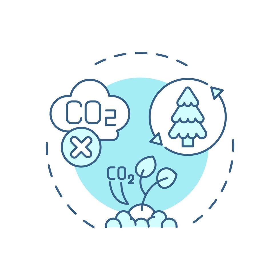 Carbon negative soft blue concept icon. Nature preservation, ecofriendly. Forestation, agriculture. Round shape line illustration. Abstract idea. Graphic design. Easy to use infographic vector