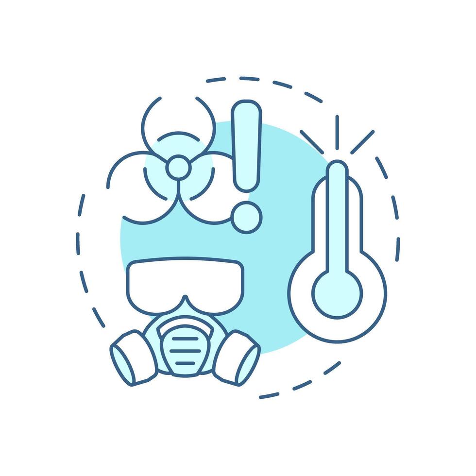 Harmful substances and environments soft blue concept icon. Protective equipment, hazardous chemicals. Round shape line illustration. Abstract idea. Graphic design. Easy to use in infographic vector