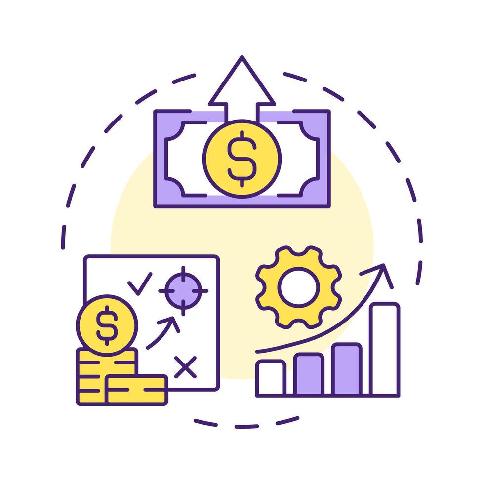 Clear roi multi color concept icon. Productivity chart, profitability analysis. Round shape line illustration. Abstract idea. Graphic design. Easy to use in infographic, presentation vector
