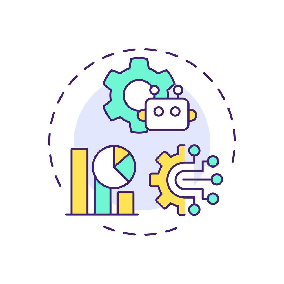 Programmatic abm multi color concept icon. Content personalization, advertising management. Round shape line illustration. Abstract idea. Graphic design. Easy to use in infographic, presentation vector