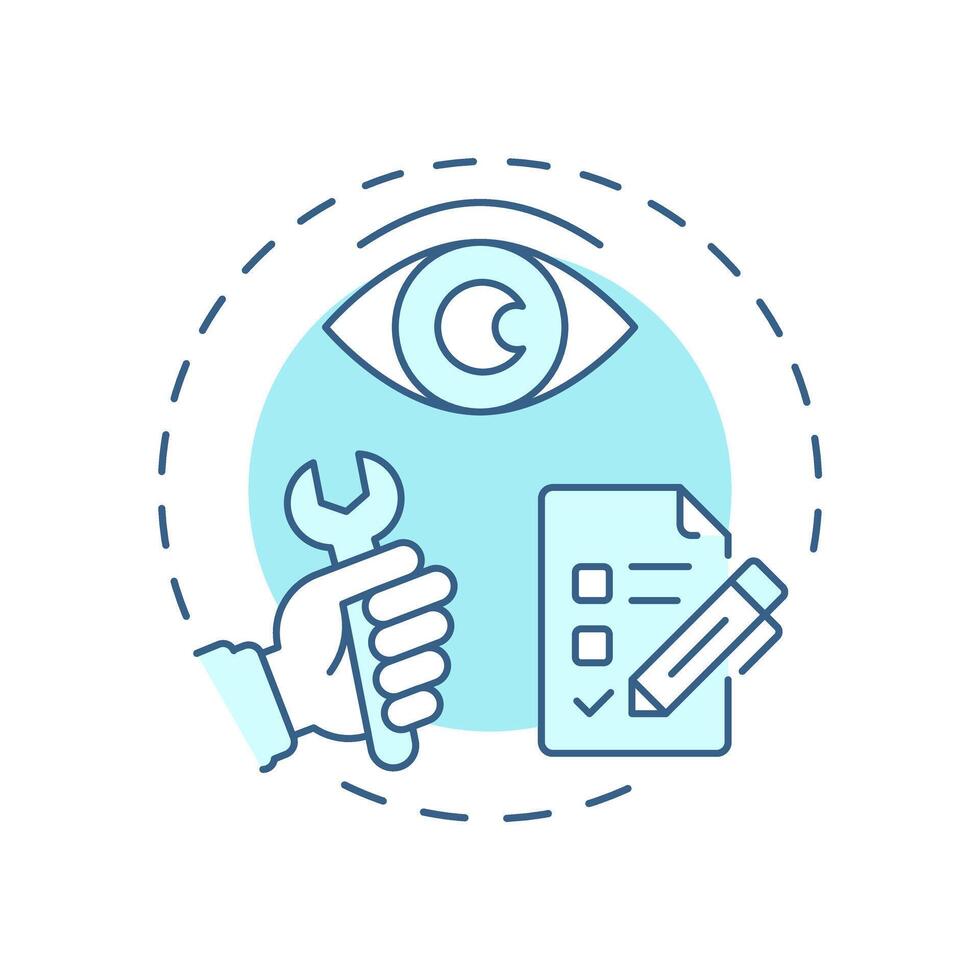 Safety inspections soft blue concept icon. Corporate regulation, law compliance. Round shape line illustration. Abstract idea. Graphic design. Easy to use in infographic, presentation vector
