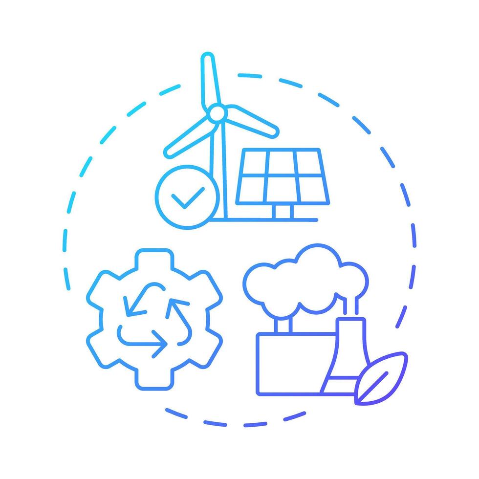 Sustainability blue gradient concept icon. Pillars of industry 5.0. Environmental responsibility. Clean energy. Round shape line illustration. Abstract idea. Graphic design. Easy to use in article vector