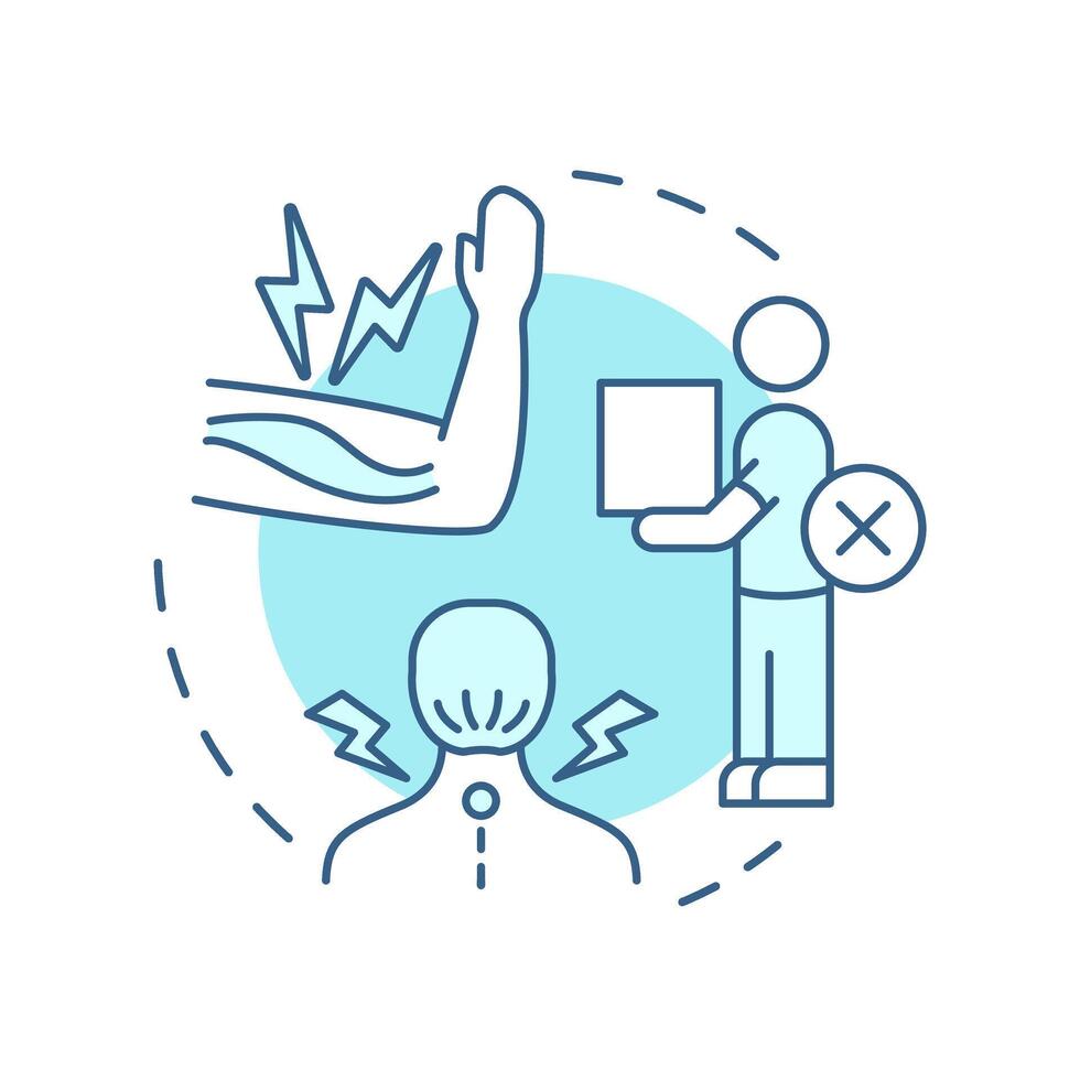 Overexertion and bodily reaction soft blue concept icon. Workplace injury, accident. Round shape line illustration. Abstract idea. Graphic design. Easy to use in infographic, presentation vector