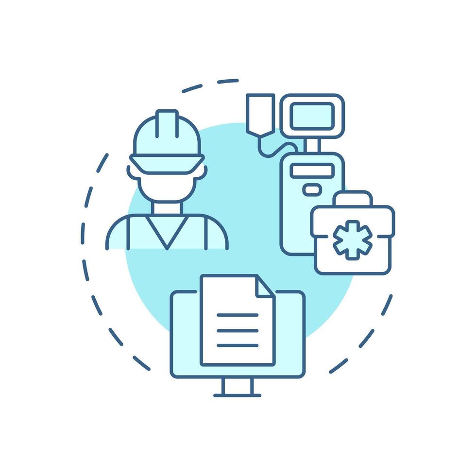 Employee injury report soft blue concept icon. Medical service, health care. Worker illness. Round shape line illustration. Abstract idea. Graphic design. Easy to use in infographic, presentation vector